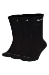 Nike Assorted 3-pack Everyday Plus Cushion Crew Training Socks In Black