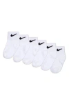 Nike Kids'  Assorted 6-pack Cotton Blend Socks In White
