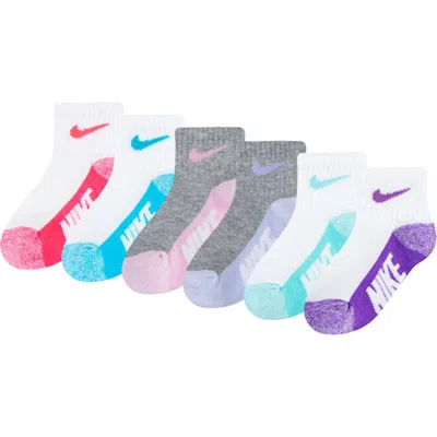 Nike Assorted 6-pack Cotton Blend Socks (baby) In Grey Heather/white