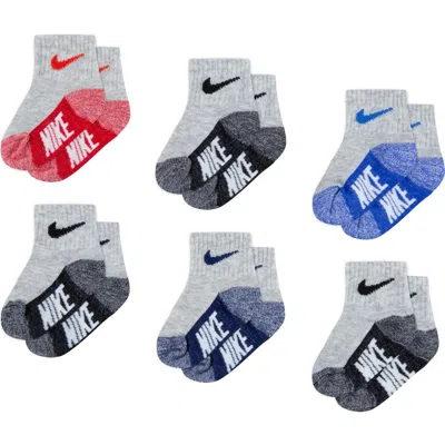 Nike Assorted 6-pack Cotton Blend Socks (baby) In Dark Grey Heather