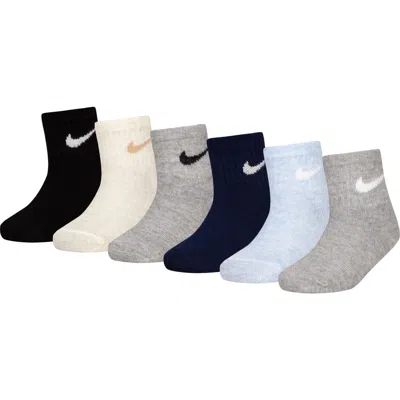 Nike Kids'  Assorted 6-pack Cotton Blend Socks In Pale Ivory Heather