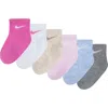 Nike Kids'  Assorted 6-pack Cotton Blend Socks In Playful Pink