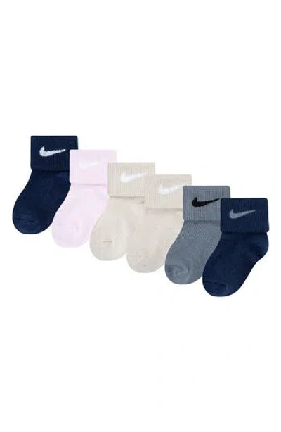 Nike Kids'  Assorted 6-pack Lightweight Ankle Socks In Blue