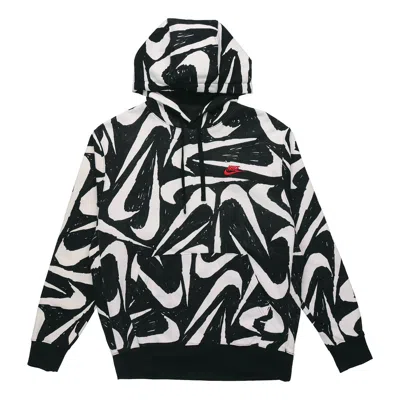 Nike Athleisure Casual Sports Printing Fleece Black