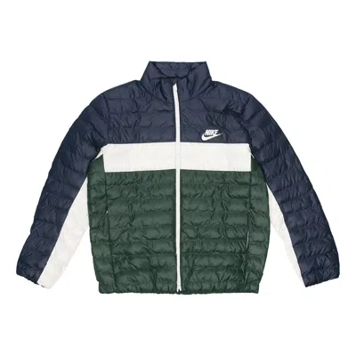Nike Athleisure Casual Sports Stand Collar Protection Against Cold Stay Warm Jacket Blue Green Color In Multi