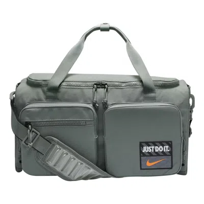 Nike Athletic Zipper  Fabric Gym Bag Travel Bag  Handbag Unisex Smoke Gray In Green