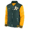 Nike Athletics Authentic Collection Dugout  Men's Mlb Full-zip Bomber Jacket In Green