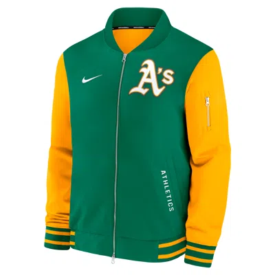 Nike Athletics Authentic Collection Dugout  Men's Mlb Full-zip Bomber Jacket In Neutral