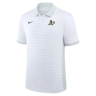 Nike Athletics Authentic Collection Striped Victory  Men's Dri-fit Mlb Polo In White