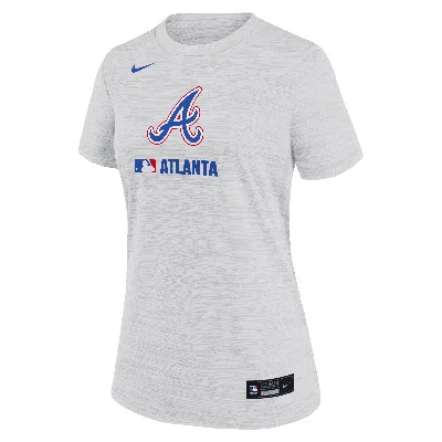 Nike Atlanta Braves Authentic Collection City Connect Velocity  Women's Dri-fit Mlb T-shirt In White