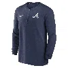 Nike Atlanta Braves Authentic Collection Game Time  Men's Dri-fit Mlb 1/2-zip Long-sleeve Top In Blue