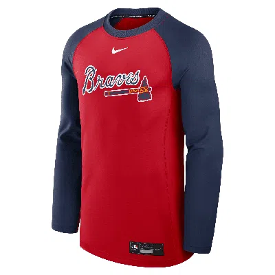 NIKE ATLANTA BRAVES AUTHENTIC COLLECTION GAME TIME  MEN'S DRI-FIT MLB PULLOVER CREW,1015813680