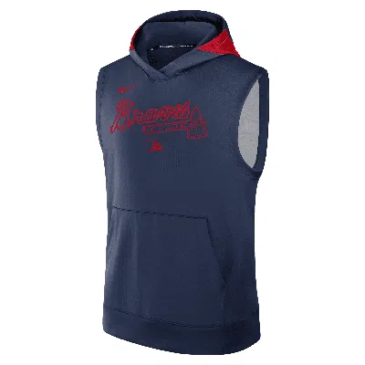 Nike Atlanta Braves Authentic Collection Menâs  Men's Dri-fit Mlb Sleeveless Pullover Hoodie In Blue