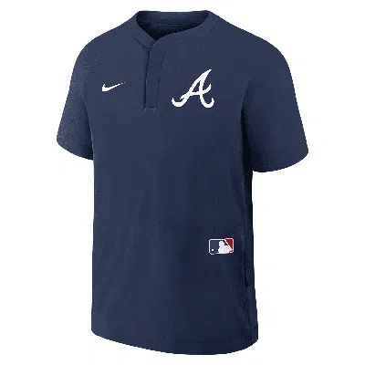Nike Atlanta Braves Authentic Collection  Men's Mlb Short-sleeve Windshirt In Blue