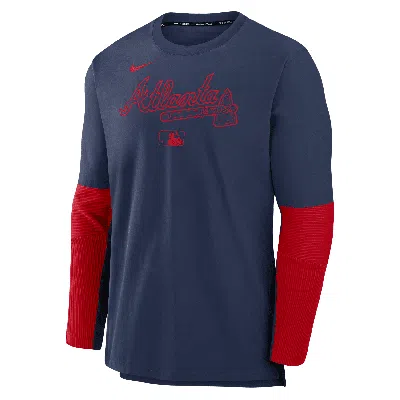 Nike Atlanta Braves Authentic Collection Player  Men's Dri-fit Mlb Pullover Sweatshirt In Blue