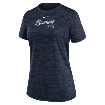 Nike Atlanta Braves Authentic Collection Practice Velocity  Women's Dri-fit Mlb T-shirt In Navy