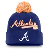Nike Atlanta Braves Peak  Men's Mlb Cuffed Pom Beanie In Blue
