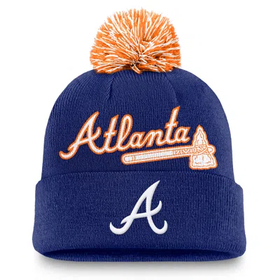 Nike Atlanta Braves Peak  Men's Mlb Cuffed Pom Beanie In Blue
