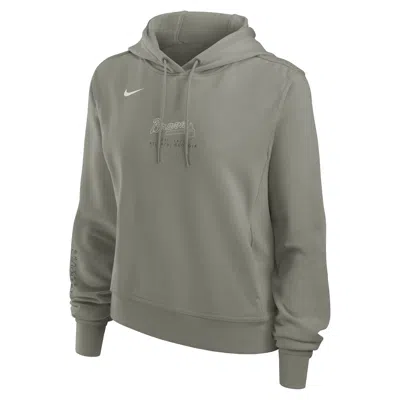 Nike Atlanta Braves Performance One  Women's Dri-fit Mlb Pullover Hoodie In Gray