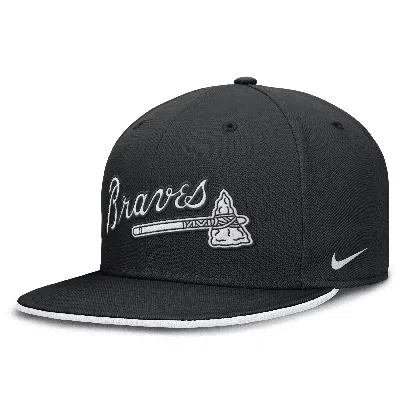 Nike Atlanta Braves Primetime True  Men's Dri-fit Mlb Fitted Hat In Black