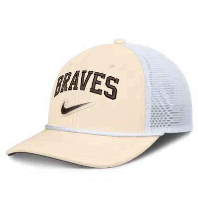 Nike Atlanta Braves Rise  Men's Dri-fit Mlb Trucker Adjustable Hat In Neutral