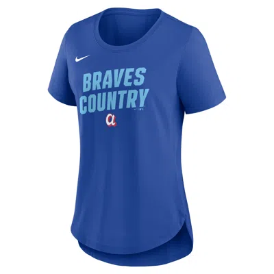 Nike Atlanta Braves Team Phrase City Connect Lockup  Women's Mlb T-shirt In Blue