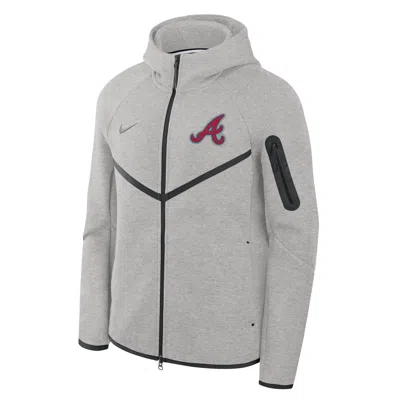 Nike Atlanta Braves Tech Fleece Windrunner  Men's Mlb Full-zip Hooded Jacket In Gray