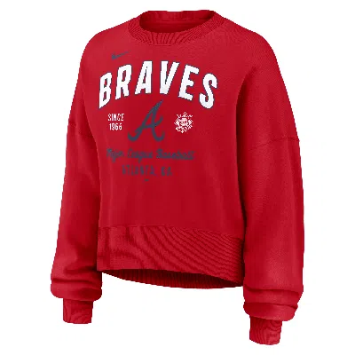 Nike Atlanta Braves  Women's Mlb Pullover Crew In Red