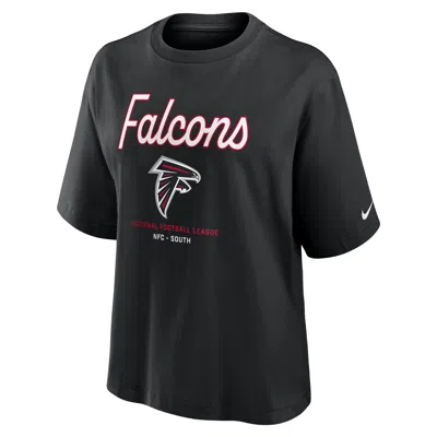 Nike Atlanta Falcons Essential Script Boxy  Women's Nfl T-shirt In Black