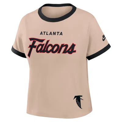 Nike Atlanta Falcons Rewind Ringer Mod  Women's Nfl Cropped T-shirt In Neutral