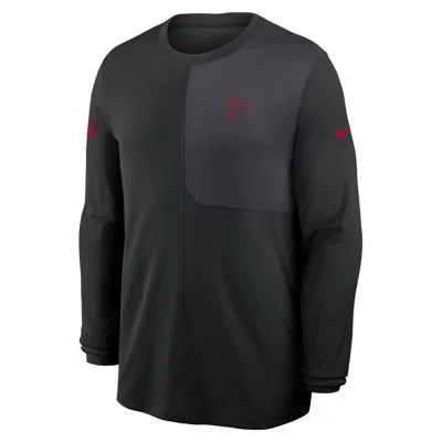 Nike Black Atlanta Falcons Sideline Coach Uv Dri-fit Long Sleeve Shirt