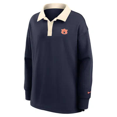 Nike Auburn Academic  Women's Dri-fit Oversized Long-sleeve Polo In Blue