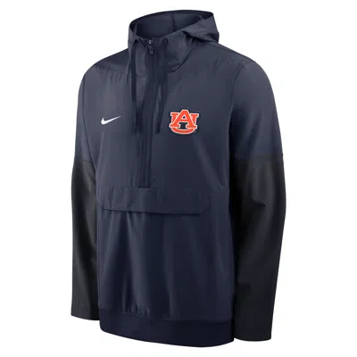Nike Navy Auburn Tigers Anorak Half-zip Hoodie Jacket In Blue