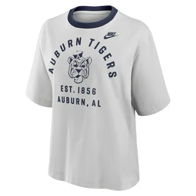 Nike Auburn Legacy Arch Script Boxy  Women's College T-shirt In White