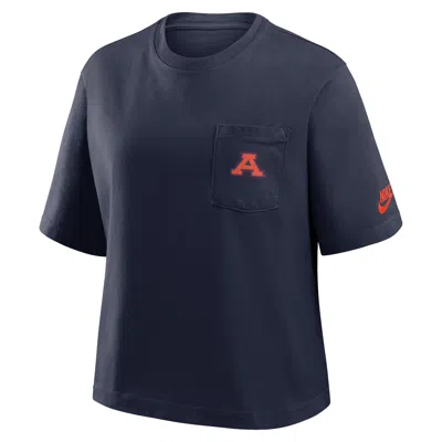 Nike Auburn Legacy Pocket Boxy  Women's College T-shirt In Blue
