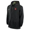 Nike Auburn  Men's Full-snap Hooded Military Jacket In Black