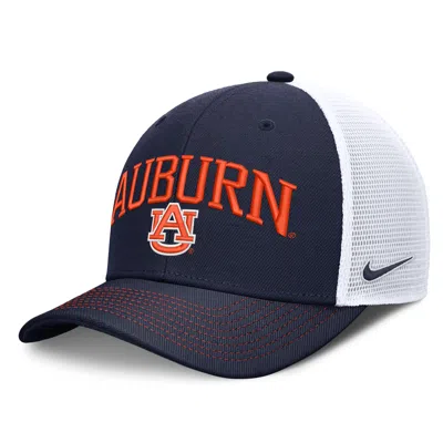 Nike Auburn Primetime Arched  Unisex Dri-fit College Trucker Adjustable Hat In Blue