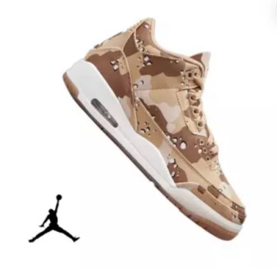 Pre-owned Nike Authentic  Women's Air Jordan 3 Retro Tex Desert Camo Release 6.5 In Multicolor
