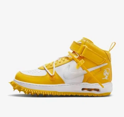Pre-owned Nike Authentic Off-white  Air Force 1 Mid Men's Size 10.5 Special Edition In Yellow
