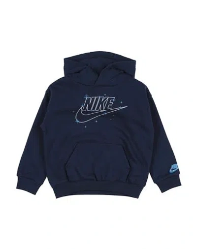 Nike Babies'  B Nsw Shine Flc Po Hoodie Toddler Boy Sweatshirt Navy Blue Size 7 Cotton, Polyester