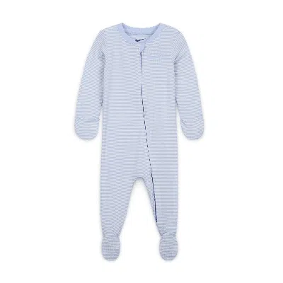 Nike Baby (0-) Striped Footed Coverall In Blue