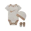 Nike Baby (0-6m) Bodysuit, Hat And Booties Box Set In White