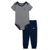 Nike Baby (0-6m) Striped Bodysuit And Jogger Pants Set In Blue