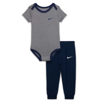 Nike Baby (0-6m) Striped Bodysuit And Jogger Pants Set In Blue