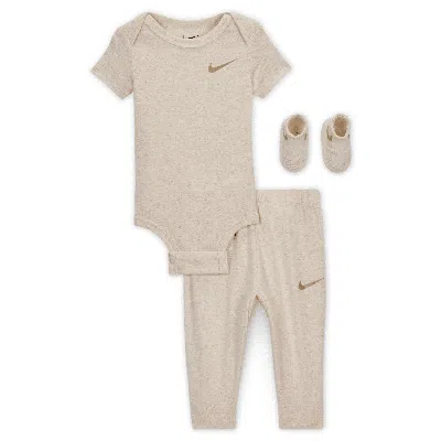 Nike Baby 3-piece Pointelle Set In Brown