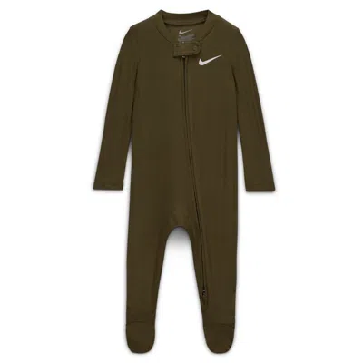 Nike Baby (0-9m) Ribbed Viscose Footed Coverall In Brown