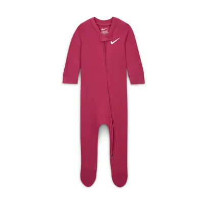 Nike Baby (0-9m) Ribbed Viscose Footed Coverall In Pink
