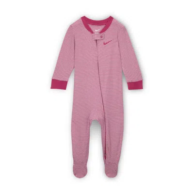 Nike Baby (0-9m) Striped Footed Coverall In Pink