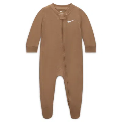 Nike Baby (0-9m) Viscose Waffle Knit Footed Coverall In Brown