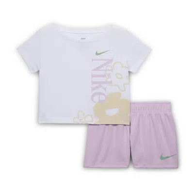 Nike Baby (12-) Wild Flower T-shirt And Mesh Shorts Set In Purple